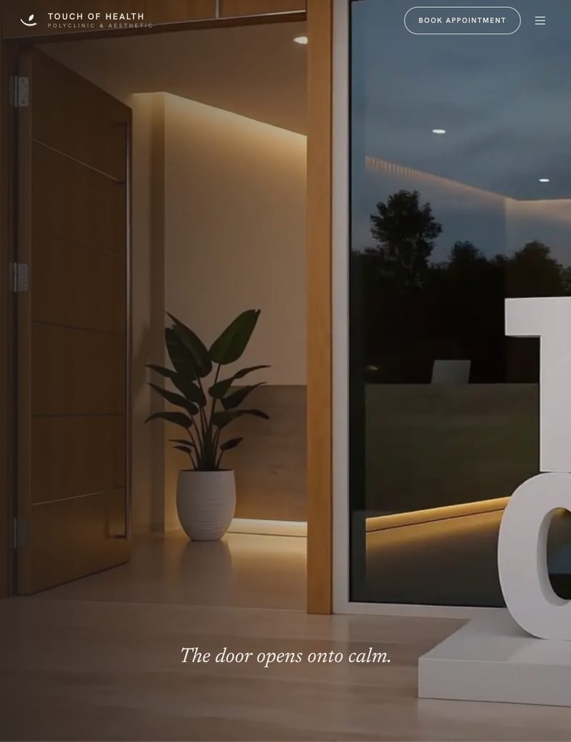 Touch of Health website: The door opens as you scroll.